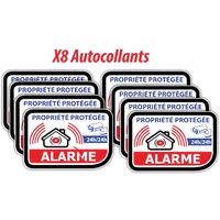 Alarme propriété protégée vidéo surveillance lot de 8 logo 326 autocollant adhésif sticker