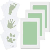 Kit Empreinte Pieds et Mains Bébé,tampons encreurs à contact propre,Bebe Souvenir ou Nouveau-nés Douche Cadeau,vert,3Pcs