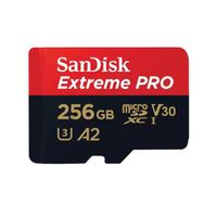 Carte Mémoire SanDisk Extreme Pro microSDXC 256Go Class 10 UHS-I U3 V30 200MB/S 140MB/S A2 C10