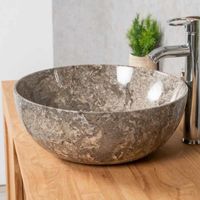 Vasque en marbre à poser Léa gris 40 cm - WANDA COLLECTION - Rond - 40 X 40 X H.16 cm