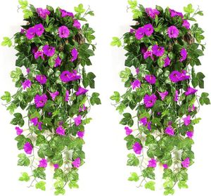 FLEUR ARTIFICIELLE Violet Rose 90cm 2 Pièces Artificielle Fleur Feuil