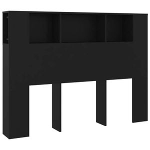 TÊTE DE LIT Tête de lit avec rangement accessoire de lit table de chevet etagère 140 par 18,5 par 104,5 MDF noir