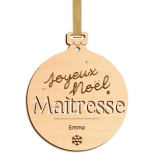 BOULE DE NOËL Boule joyeux Noël - Maîtresse En Bois Personnalisé
