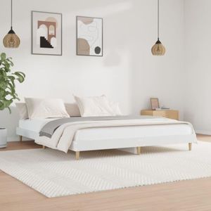 TÊTE DE LIT Chambre 160 x 200 cm Cadre de lit Moderne blanc 160x200 cm bois d'ingénierie853