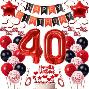 Decoration anniversaire 40 noir et rouge - Cdiscount