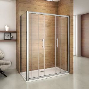 Aica Porte de coulissante 120x80cm avec paroi lat/érale hauteur:195cm en verre anticalcaire