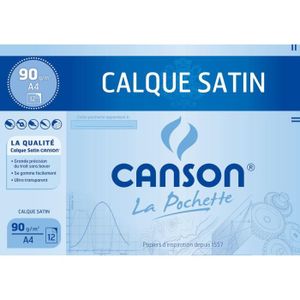 PAPIER CALQUE CANSON Pochette Calque Satin 12 feuilles A4 - 90 g