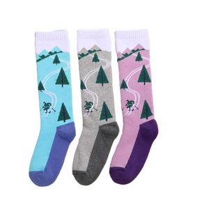 3 Paires Chaussettes de Ski Enfant 100%Coton Respirant Thermiques