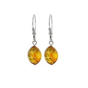 Boucles D'oreilles Femme Argent 925 Avec Ambre Naturel Orange - Anneaux Clips Sans Marque