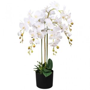 FLEUR ARTIFICIELLE Plante artificielle avec pot Orchidée 75 cm Blanc