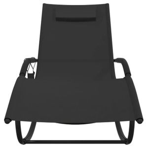 CHAISE LONGUE L-21868-Pwshymi-Chaise longue à bascule Noir Acier et textilène