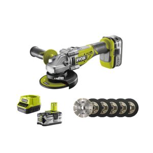 MEULEUSE Pack RYOBI meuleuse d'angle 18V LithiumPlus One+ Brushless - 1 batterie 4,0 Ah - 1 chargeur rapide - R18AG7-140S