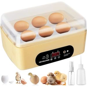 COUVEUSE - INCUBATEUR MCHERRY Incubateur automatique d'œufs de poule, 4 à 6 mini œufs de volaille avec régulateur de température, affichage de l'hdité30