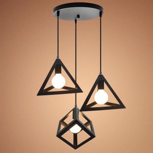 blanc Industriel Suspension Luminaire R/étro Lustre Plafonnier Vintage Noir Lampe Cage /Éclairage de Plafond Abat-jour en M/étal pour Restaurant Salon Chambre Cuisine Bar Couloir sans ampoule