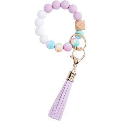Bracelet Porte-clés Femme En Silicone - Élastique Avec Anneaux Dorés - Style Fleur Verte - Pour Clés Maison/voiture