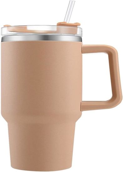 Gobelet Isotherme En Acier Inoxydable 887 Ml Avec Paille Et Poignée - Motif Dinosaure