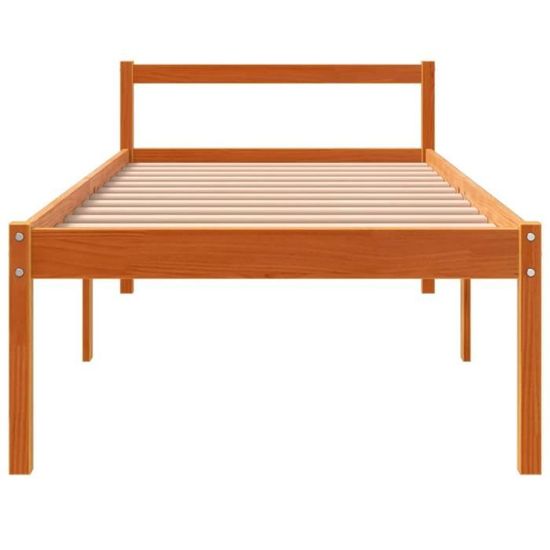 Lit Adulte-135x190 Cm, Lit Pour Personne âgée Marron Miel 135x190cm Bois Massif De Pin Efe78406