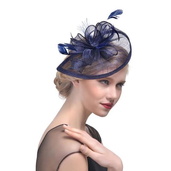 Chapeau Bibi Amosfun Avec Fleurs Et Plumes - Noir, Élégant Pour Mariages Et Événements