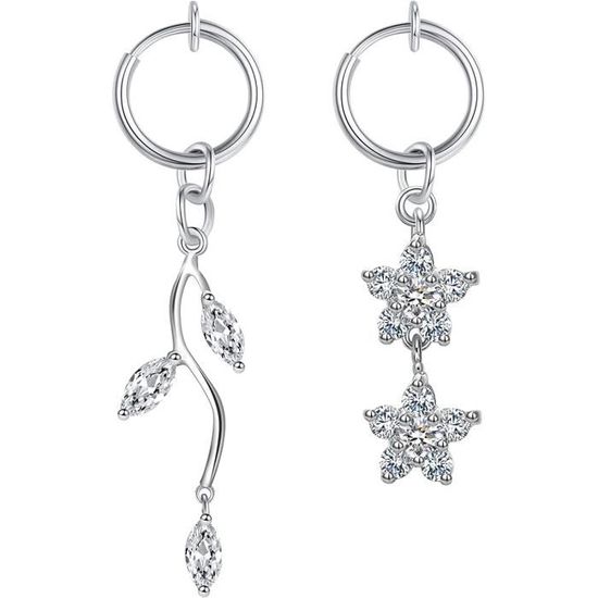 Boucles D'oreilles Anneaux Serpent – Cristal Noir, Couleur Argent – Percées – Occasion