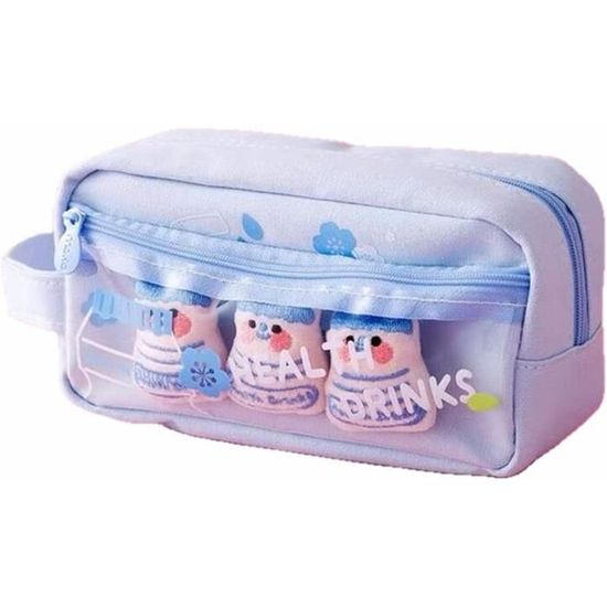 wooshwa Trousse Crayon Fourniture Scolaire Grande Trousses Ecole Stylo Garçon Fille, Fermeture à Glissière - Bleu wooshwa Trousse Crayon Fourniture Scolaire Grande Trousses Ecole Stylo Garçon Fille, Fermeture à Glissière - Bleu