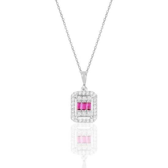 Collier Argent Zircone Rhodie Oiseau 40 45 Cm 613951