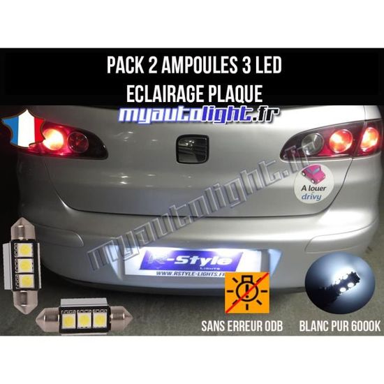Pack ampoules led éclairage plaque pour Seat Ibiza 6L - Cdiscount Auto