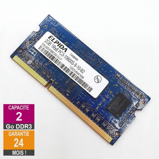 Barrette Memoire 2Go RAM DDR3 Elpida EBJ20UF8BCS0 DJ F SO DIMM PC3 10600S 1Rx8 Cdiscount Informatique