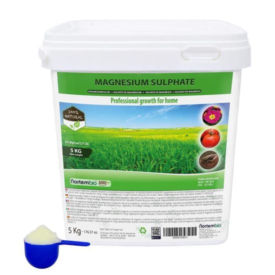 Nortembio Agro Sulfate de Magnésium Naturel 5 Kg. Engrais Universel