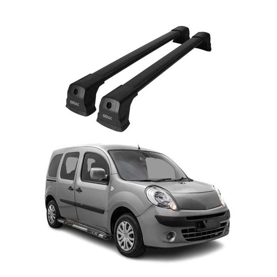 Barres de Toit Transversales pour Renault Kangoo II 2007-2021 Aluminium Noir 2x