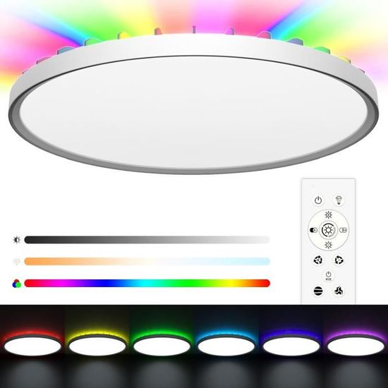 IAB Plafonnier LED Dimmable Avec Télécommande, Multicolore, 24W+8W