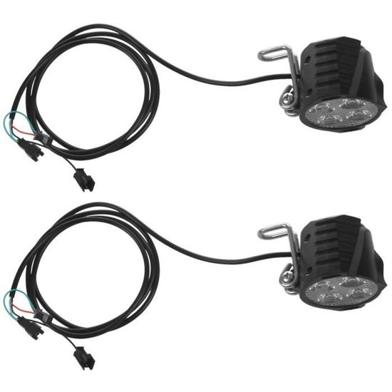 Phare LED Pour Vélo électrique - 6V à 60V Compatible - Étanche, Connecteur 2 Broches - Montage Sur Cadre - Éclairage Puissant Pour Ville Et Route