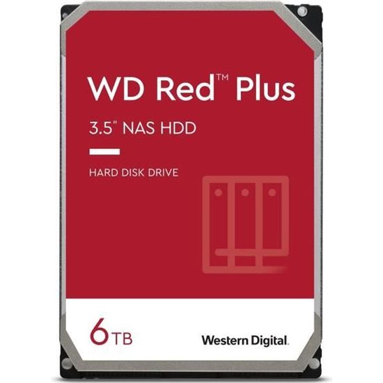 WD Red™ Plus - Disque dur Interne NAS - 6To - 5400 tr/min - 3.5" (WD60EFZX)