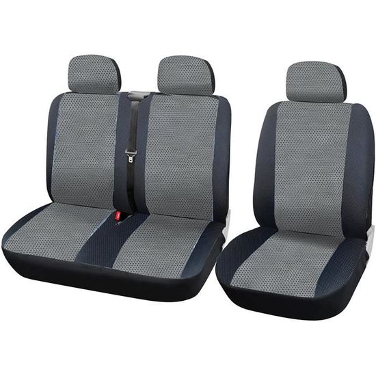 WOLTU Housse Siège Camion 1+2 Similicuir Universelle - Noire Pour Van Et Camion