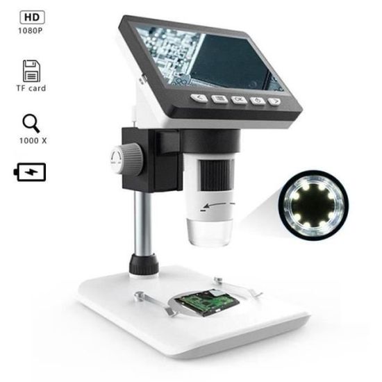 BTH23118-Microscope Numérique LCD De Bureau 1000X 4,3 Pouces HD 1080P Microscope USB Portable avec Lumières 8 LEDs