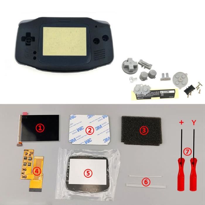 Kits d'écran LCD IPS V2 Boutons de boîtier de boîtier de coque prédécoupés pour console GBA Game Boy Advance noir