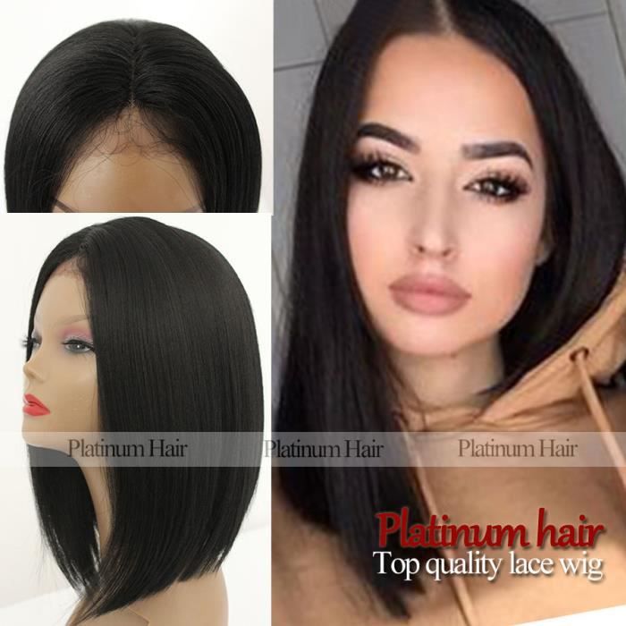 Fashion Short Black Bob Wig Afro African American Perruques Glueless Pour Blanc - Noir Femmes Synthetic Lace Front Bob Hair Wigs