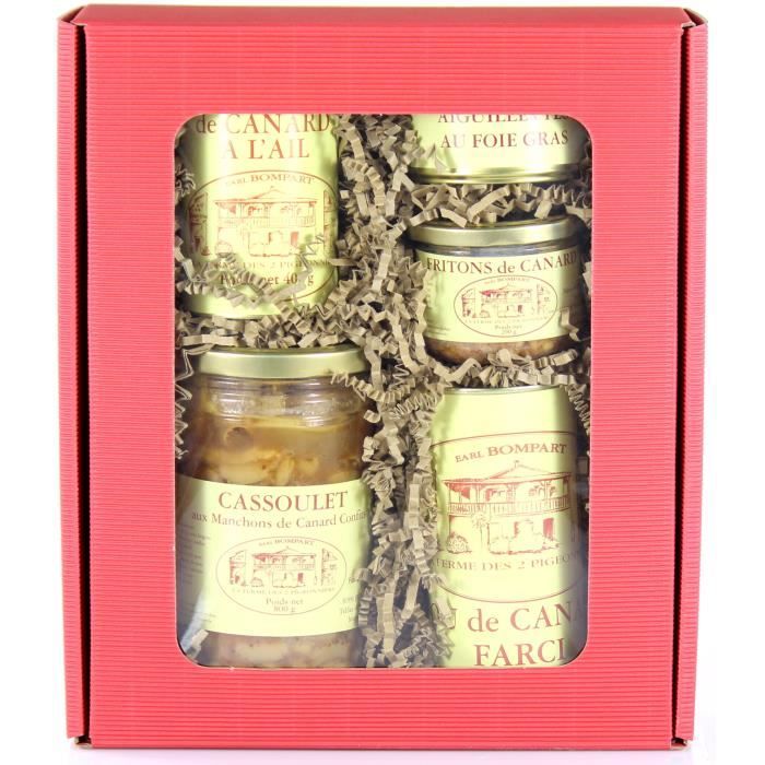 Coffret paysan garni de Produits Régionaux en direct de la Ferme (Tarn) - 5 produits de Canard dans une boite vitrine en carton