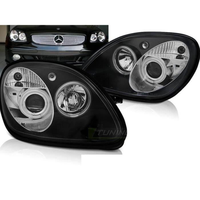 Paire de feux phares Mercedes SLK R170 96-04 angel eyes noir-27361552