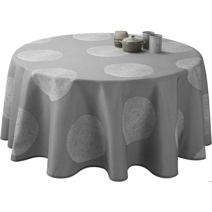 Nappe anti-taches Ovale 150x240 cm - Cercles gris