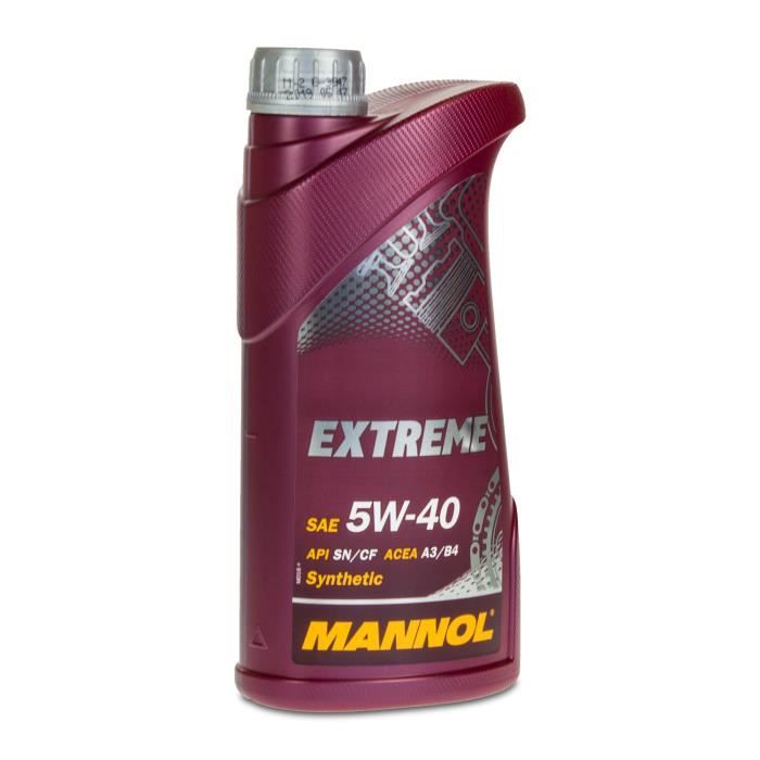 1 litre d'huile moteur extrême MANNOL SAE 5W-40, API SN / CF, ACEA A3 / B4, GM LL-A / B-025