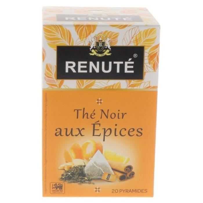 Renuté - Thé noir aux épices et agrumes - 20 sachets - Boîte 32g