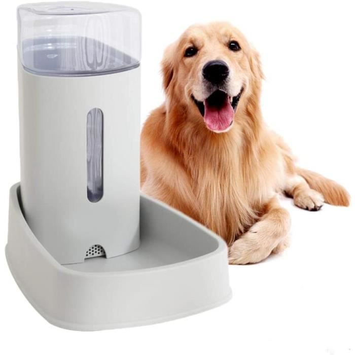3.8L Grande capacité Siphon Fontaine d'eau pour Chat Automatique Fournitures pour Chien Distributeur d'eau, Gris