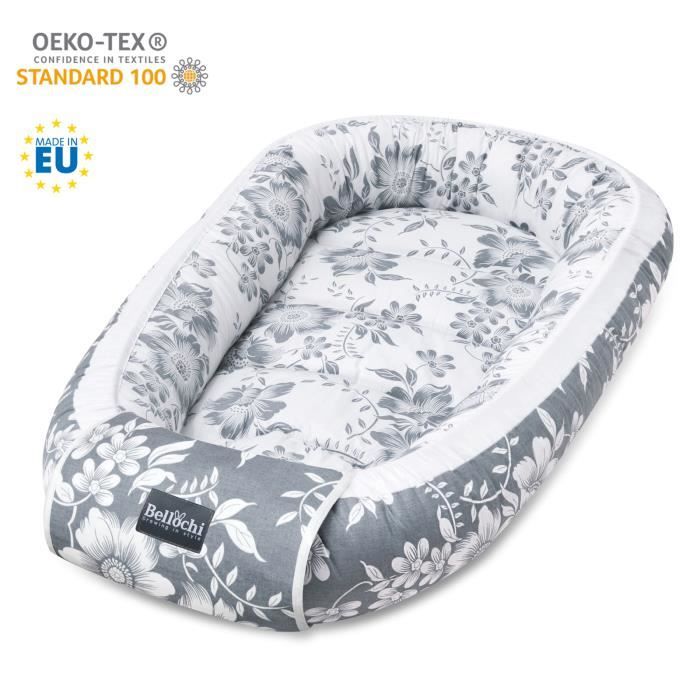 Bellochi Reducteur de Lit Bebe Cale Bebe pour Lit Cocon Bebe - 100% Coton OEKO-TEX 90 x 60cm - Nid de Bebe Baby Nest - Magnolia