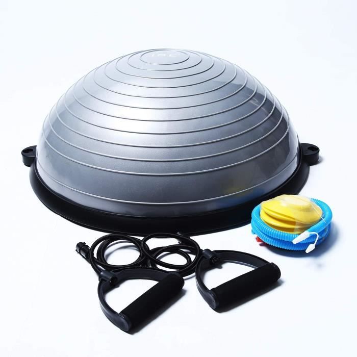 Balance Trainer, Demi-Ballon d’Entraînement Ø 58 cm, avec Câbles de Resistance et Pompe, pour Yoga, Gymnastique et Autres Sports BAS
