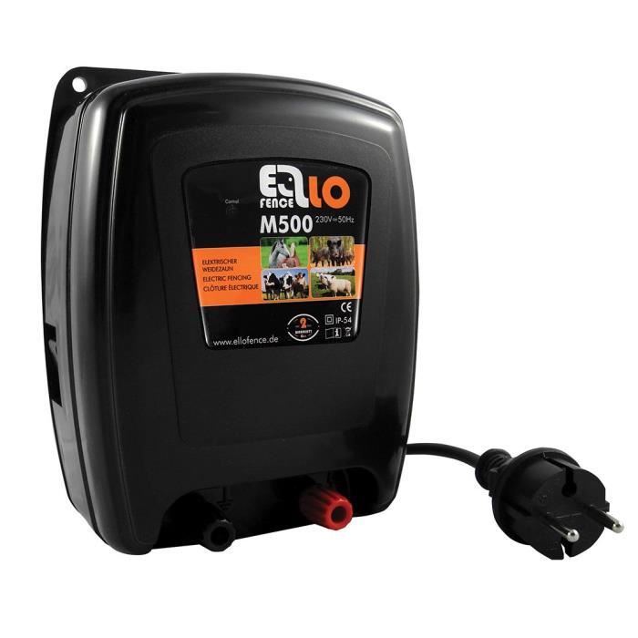 Ellofence Weide – Appareil électrique-clôture Appareil M500–5 JOULE – pour animaux, vache, cheval, moutons, sangliers, 230 V