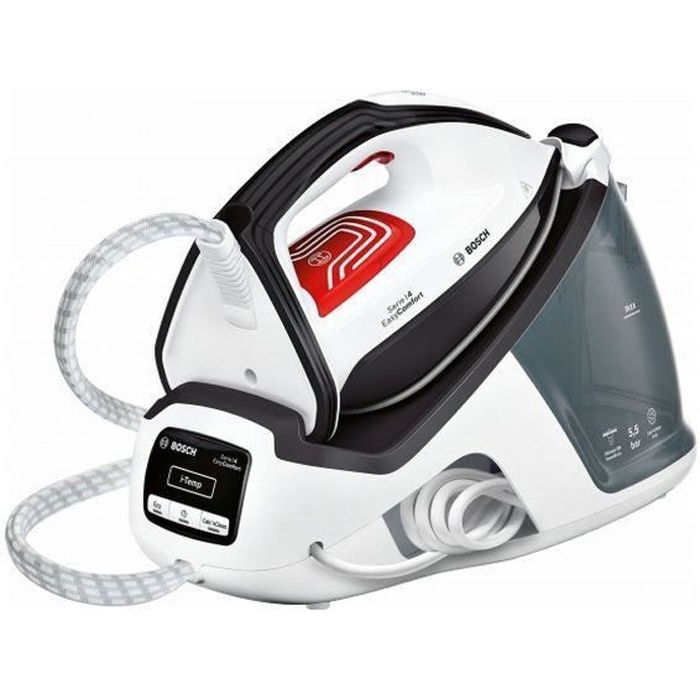 BOSCH Centrale vapeur TDS4070 - 300 g/min - 2400 W - 1,4 L - 5,5 bars - Noir et blanc