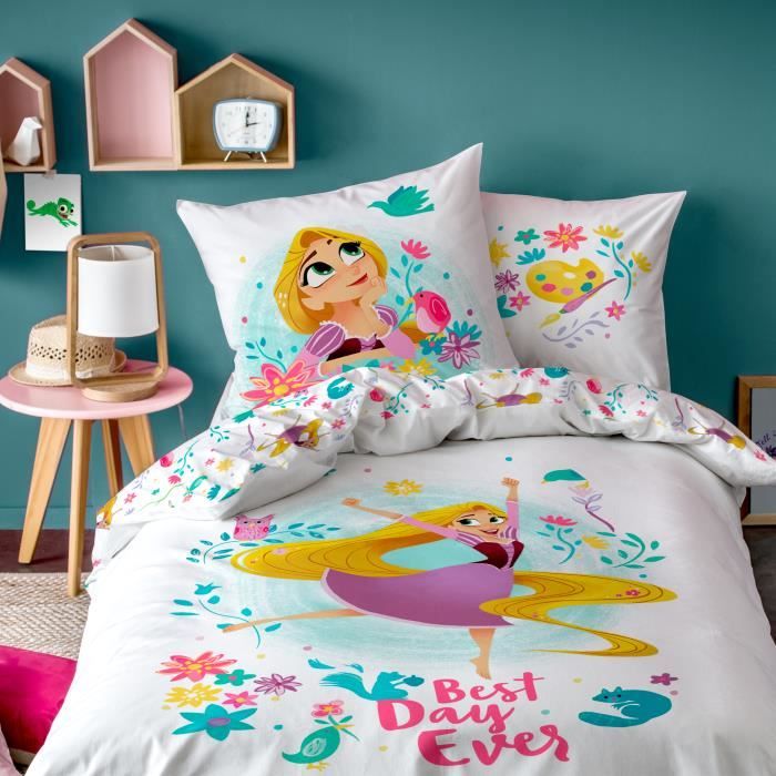 parure de lit enfant disney princesse raiponce en blanc 229329321