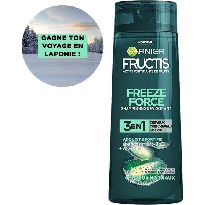 Garnier Fructis Freeze Force Shampooing 3 en 1 Aloe Homme, cheveux, cuir chevelu et barbe 250ml