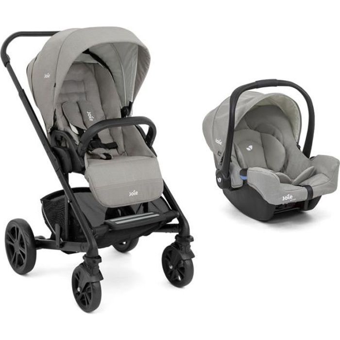 JOIE Chrome 2en1 - Poussette compacte pliable avec siège auto GEMM - Gris Pebble