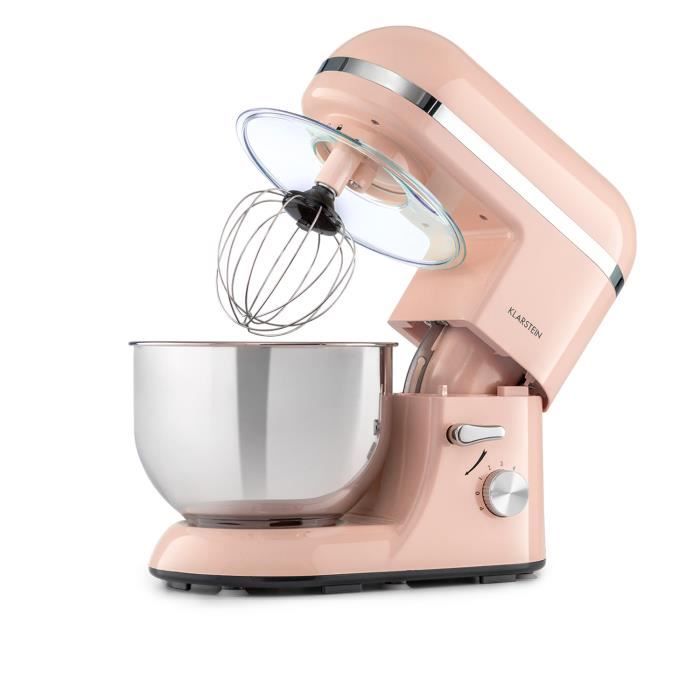 Klarstein Bella Elegance - Robot de cuisine 1300W, bol mélangeur inox 5L, 6 vitesses - Rose